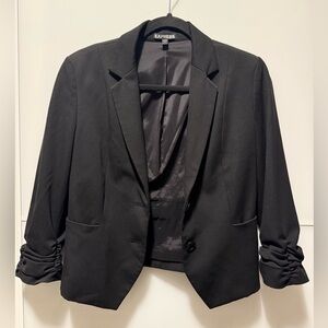 Express Classic Black Blazer W/ Scrunched Sleeves